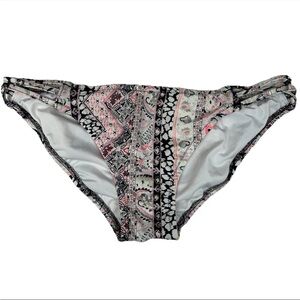 Y2K Victorias Secret Size Large Strappy Cheeky Bikini Bottoms 8KX Black Pink